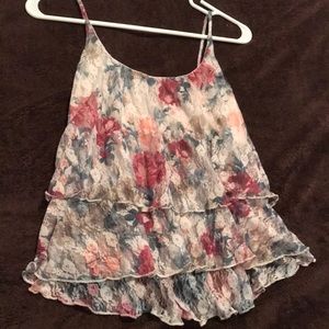 Floral lace spaghetti strap top